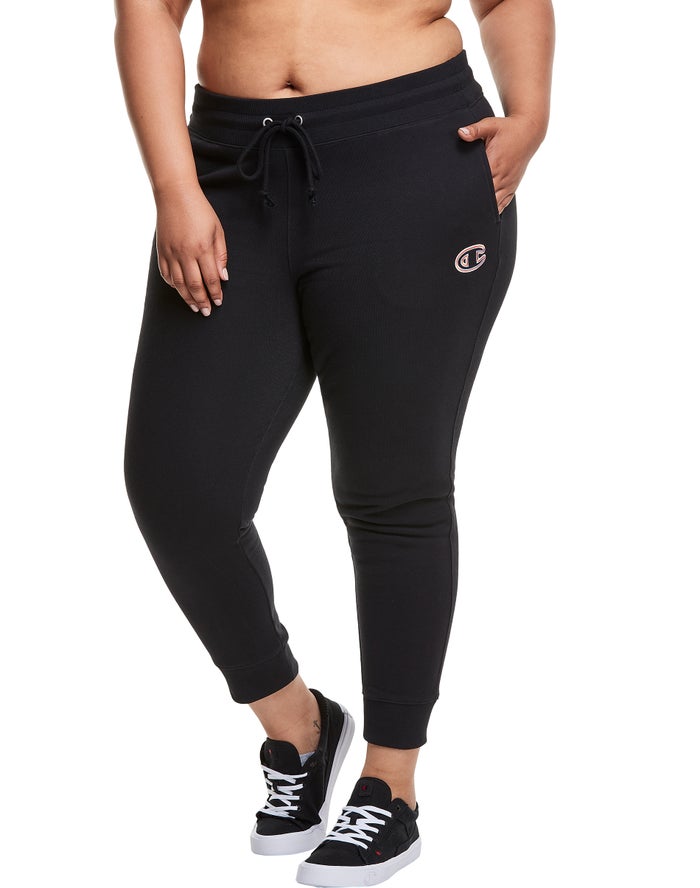 Jogger Champion Mujer - Plus Reverse Weave Triple Outline C Logo ( Negras ) 9516038-QL